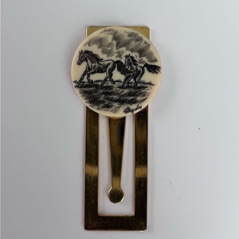 Elegant Gold and Black Horse Bookmark
